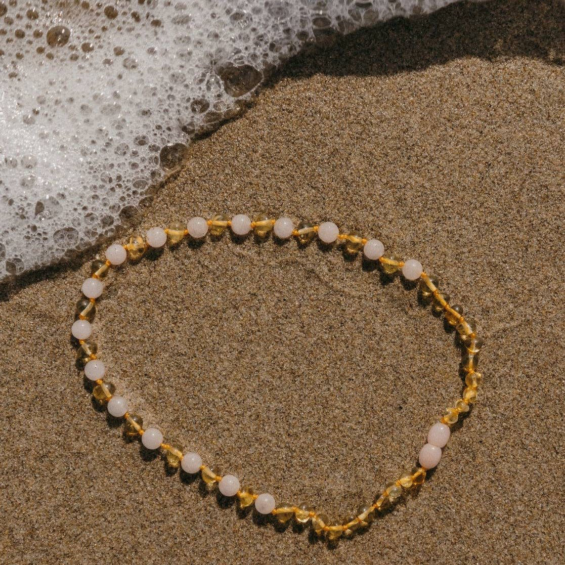 Barnsteen ketting | Citroen/Rozenkwarts