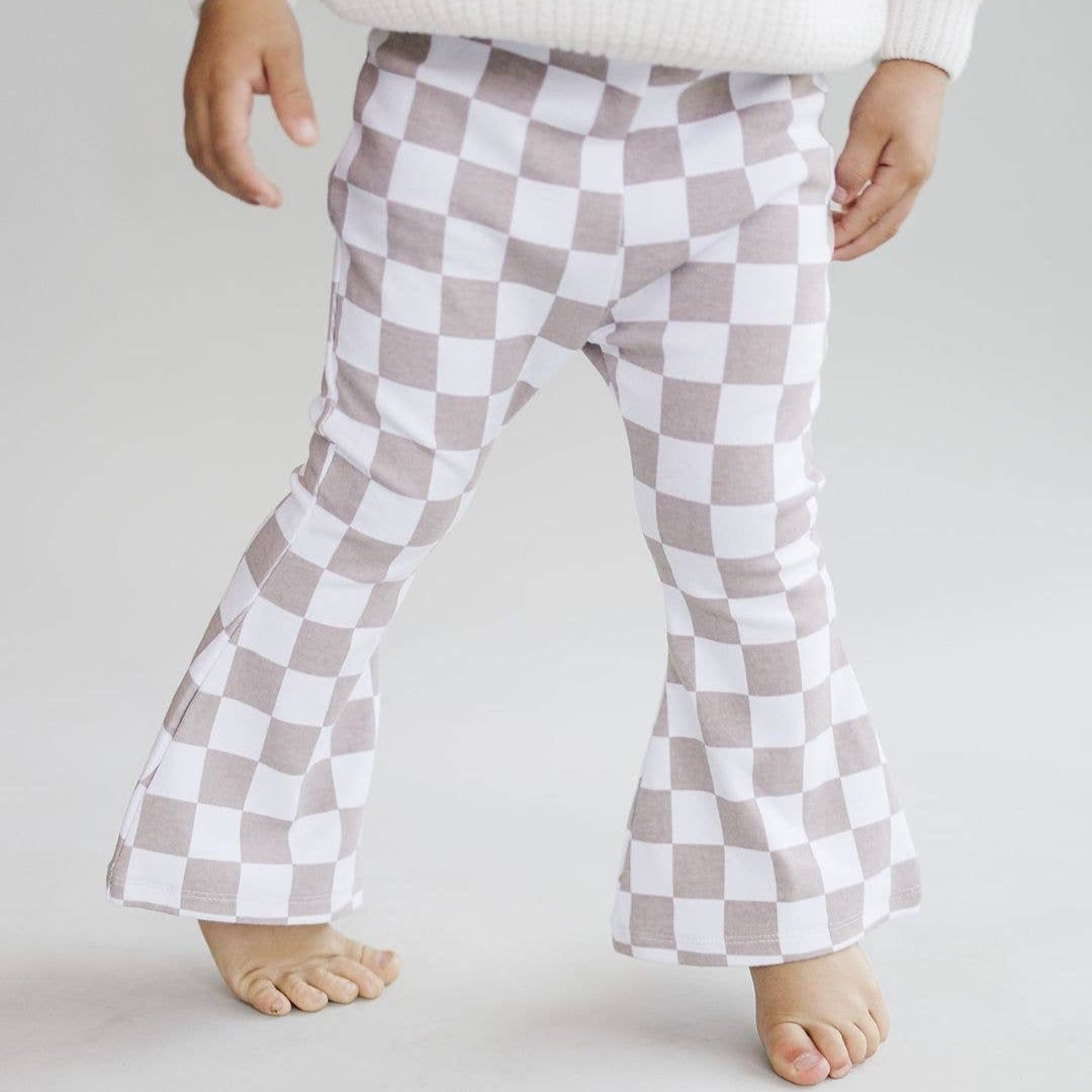 Stijlvolle flare-legging met ruitjesprint - Latte