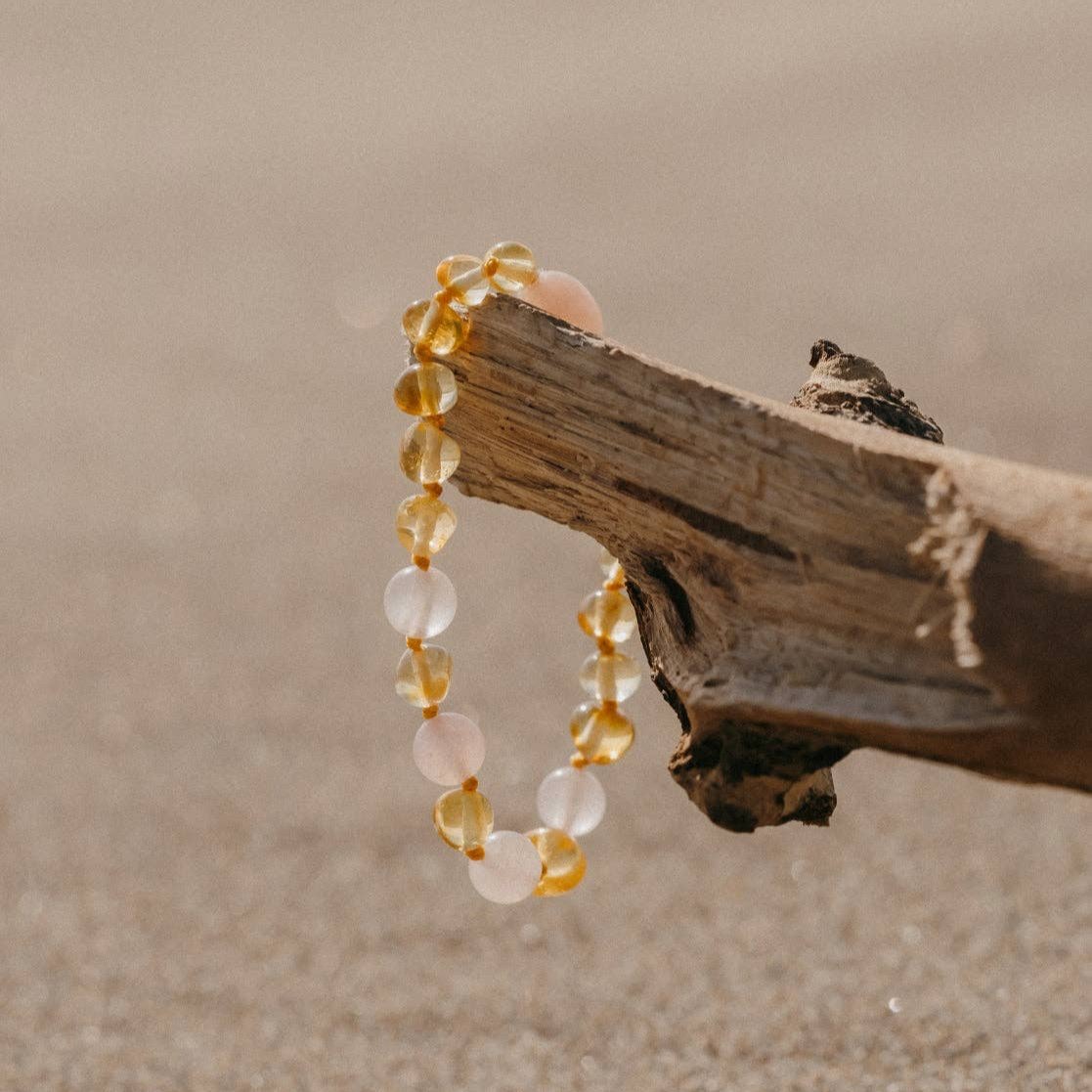 Barnsteen armband | Citroen Rozenkwarts