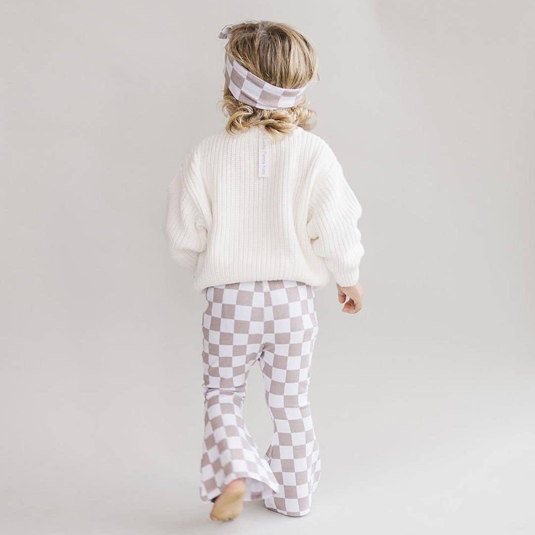 Stijlvolle flare-legging met ruitjesprint - Latte