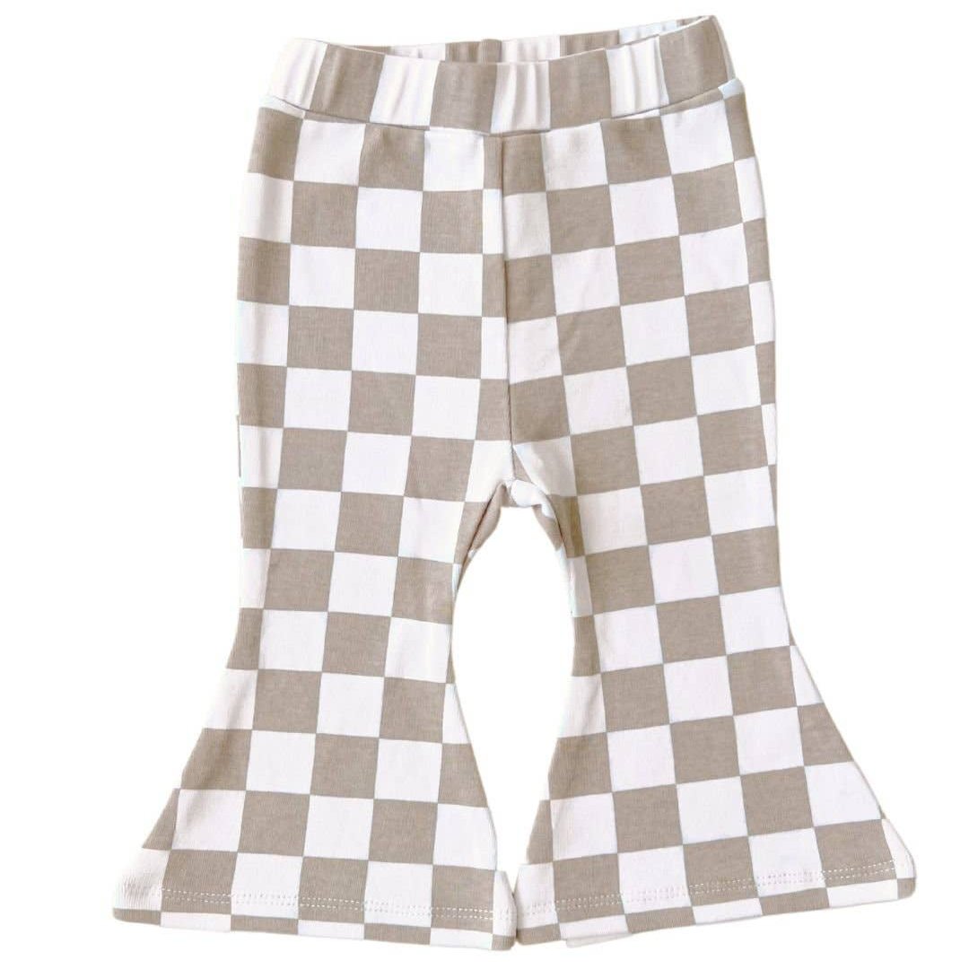 Stijlvolle flare-legging met ruitjesprint - Latte