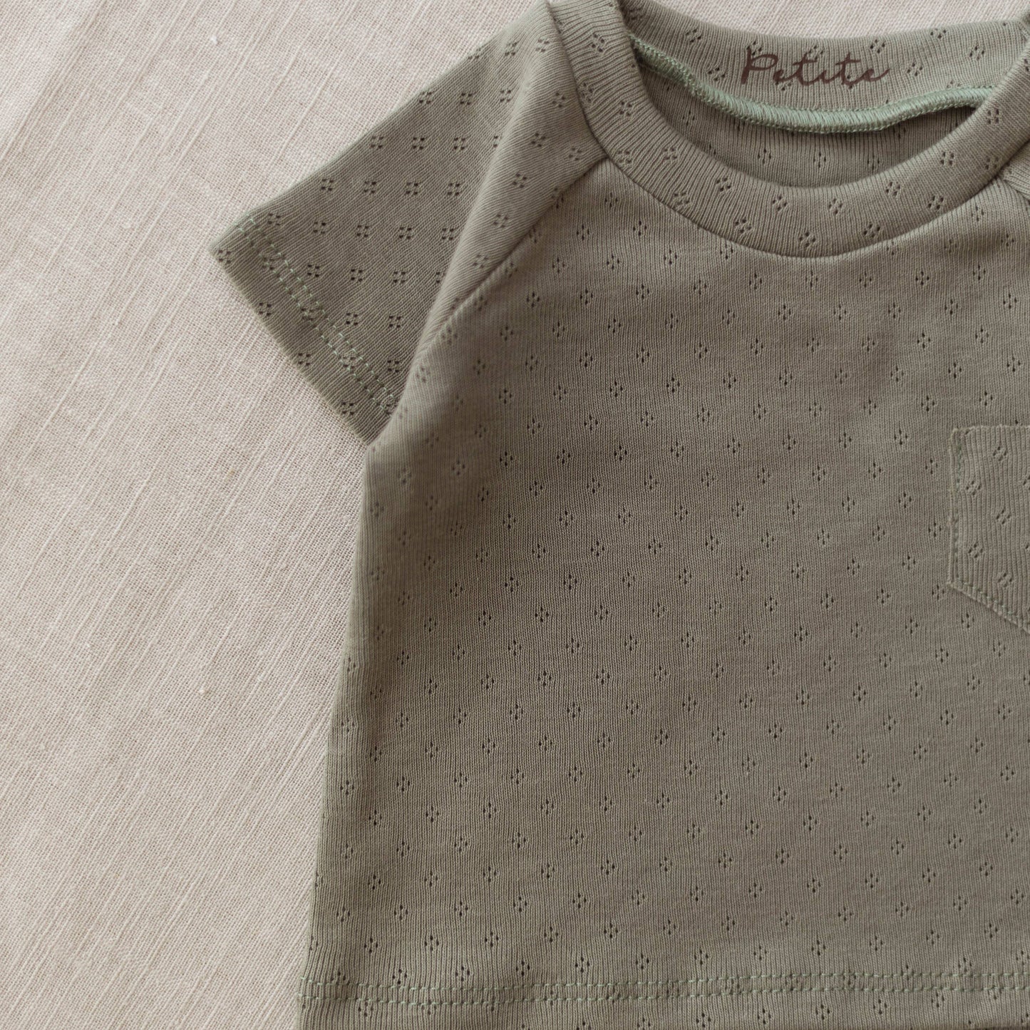 Baby t-shirt pointoille - olijf