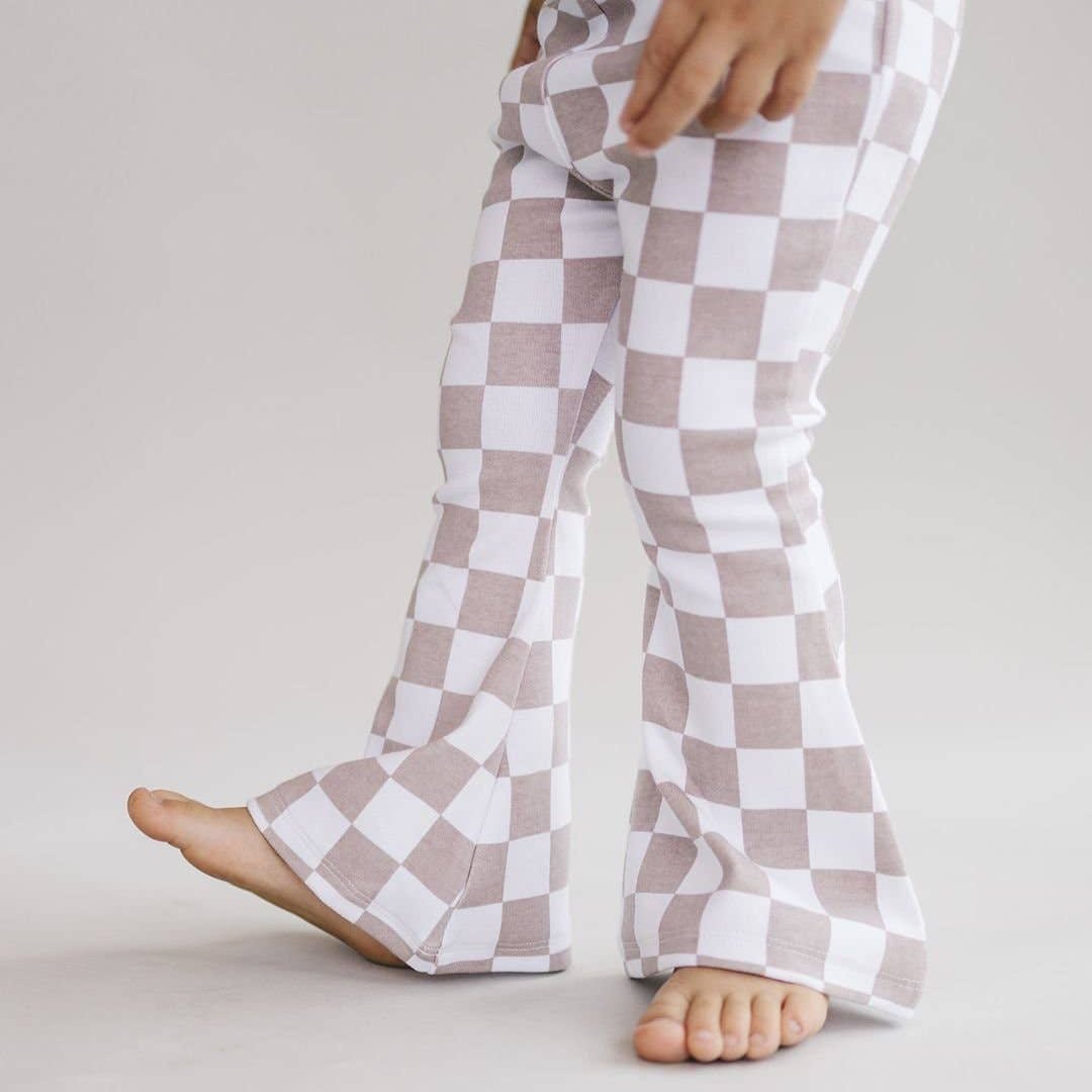 Stijlvolle flare-legging met ruitjesprint - Latte